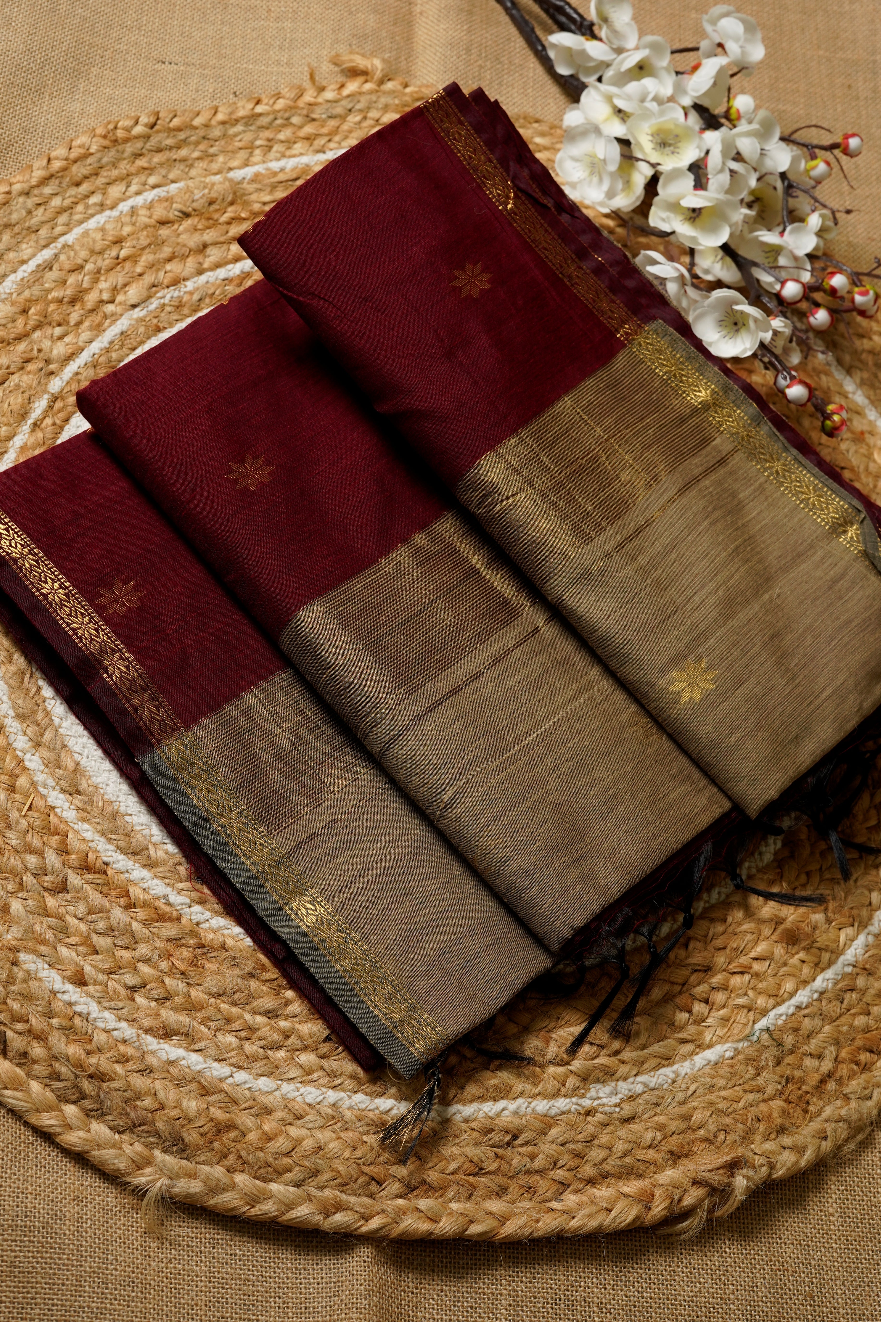 Wine Maroon Maheswari